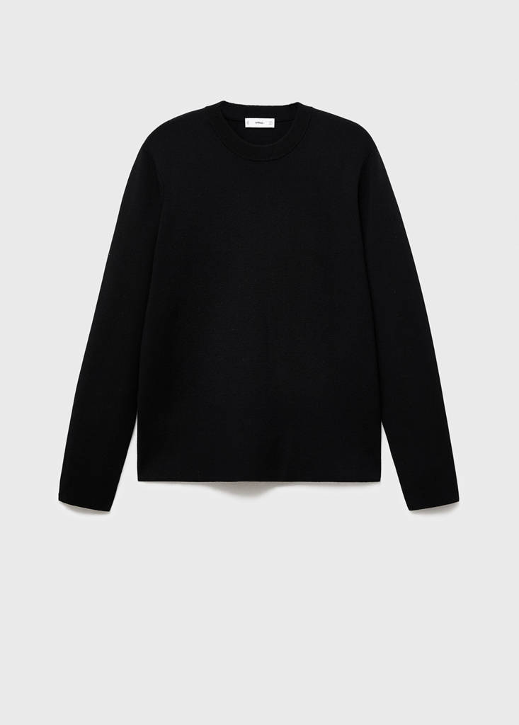 Medium-knit regular-fit sweater — Black