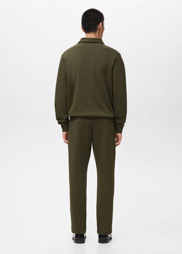 Regular-fit zip-neck sweatshirt — Olive Green