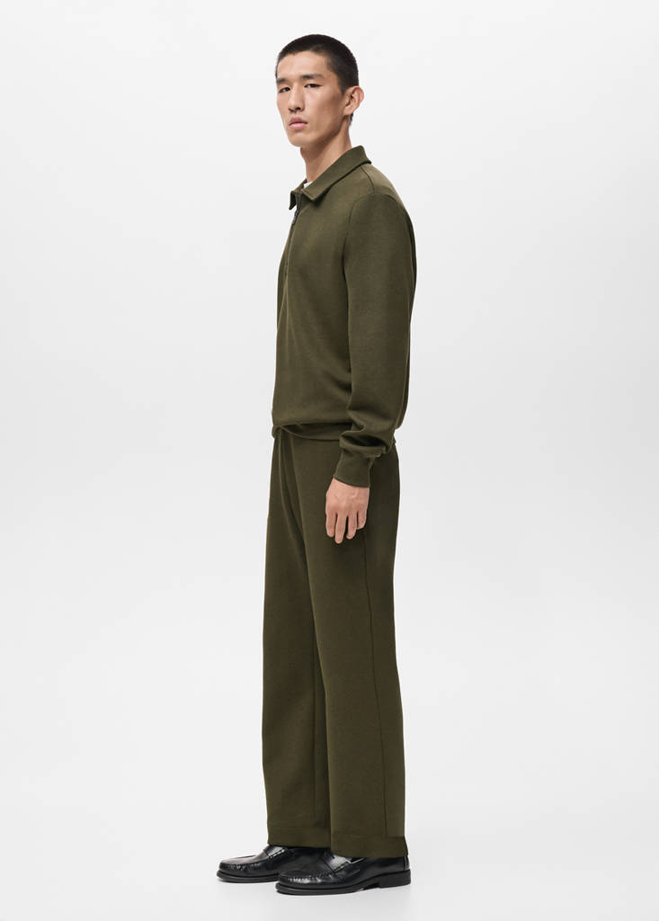 Regular-fit zip-neck sweatshirt — Olive Green