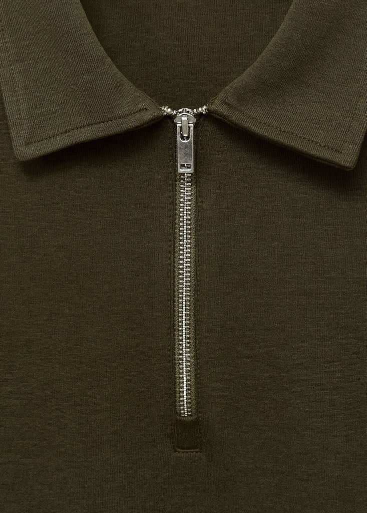Regular-fit zip-neck sweatshirt — Olive Green
