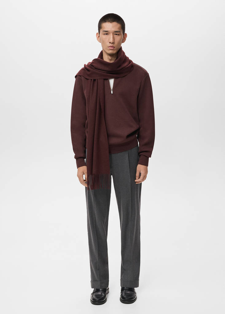 Regular-fit zip-neck sweatshirt — Wine