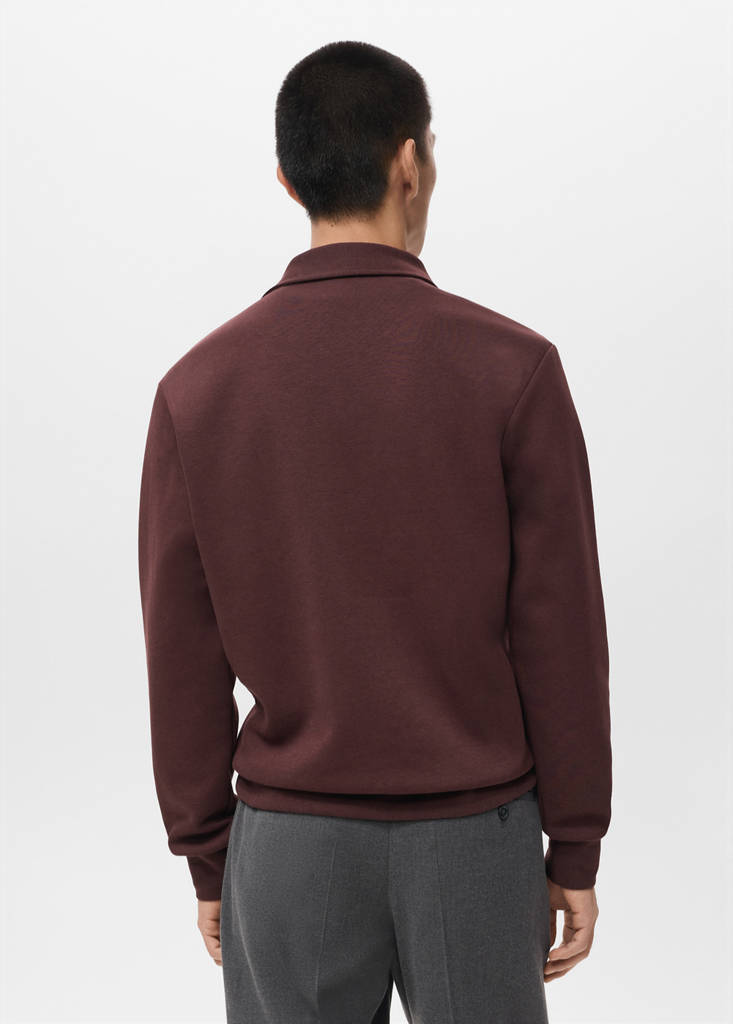 Regular-fit zip-neck sweatshirt — Wine