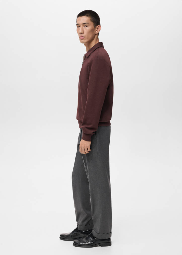 Regular-fit zip-neck sweatshirt — Wine