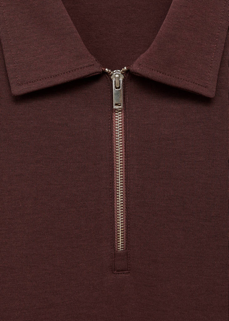 Regular-fit zip-neck sweatshirt — Wine