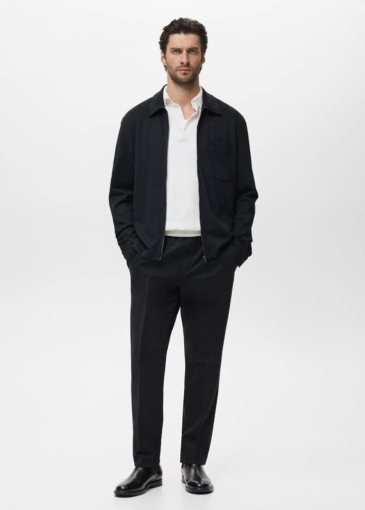 Zip-up sweatshirt with pocket — Black