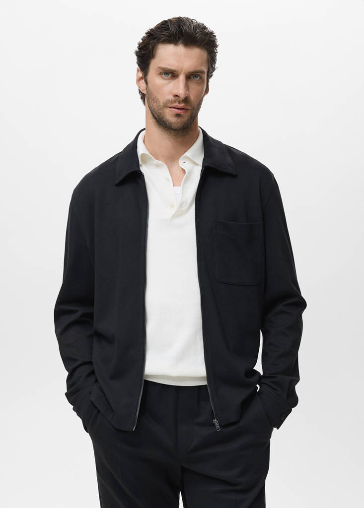 Zip-up sweatshirt with pocket — Black