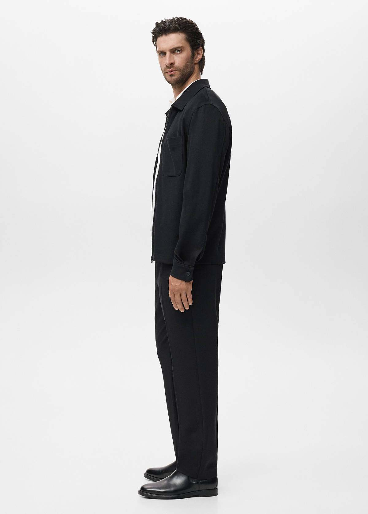 Zip-up sweatshirt with pocket — Black