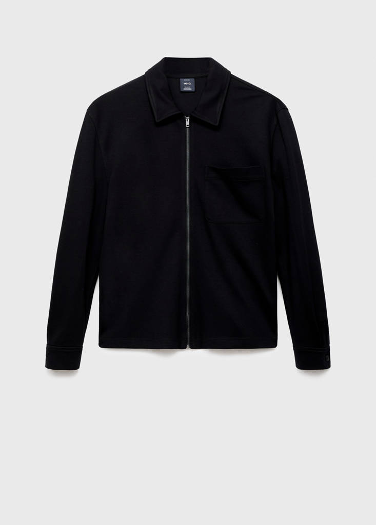 Zip-up sweatshirt with pocket — Black