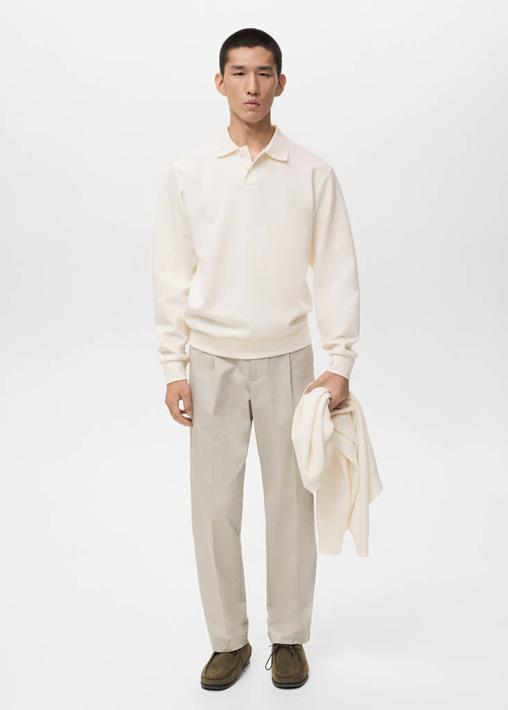 Regular-fit polo sweatshirt — White