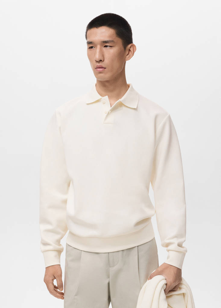 Regular-fit polo sweatshirt — White