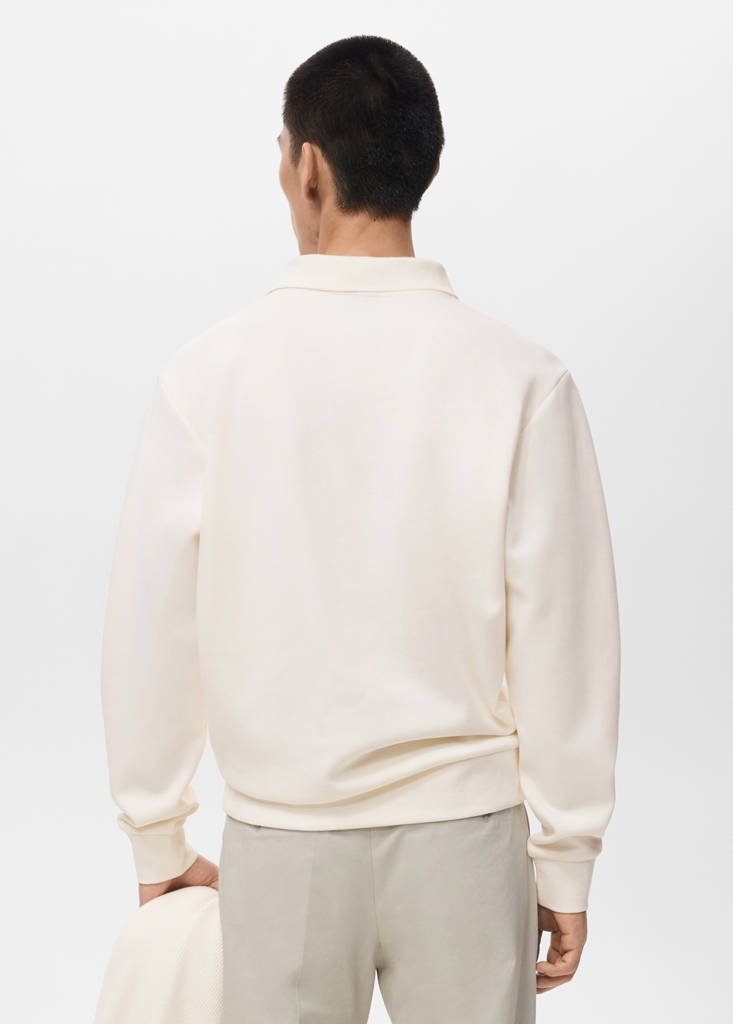 Regular-fit polo sweatshirt — White