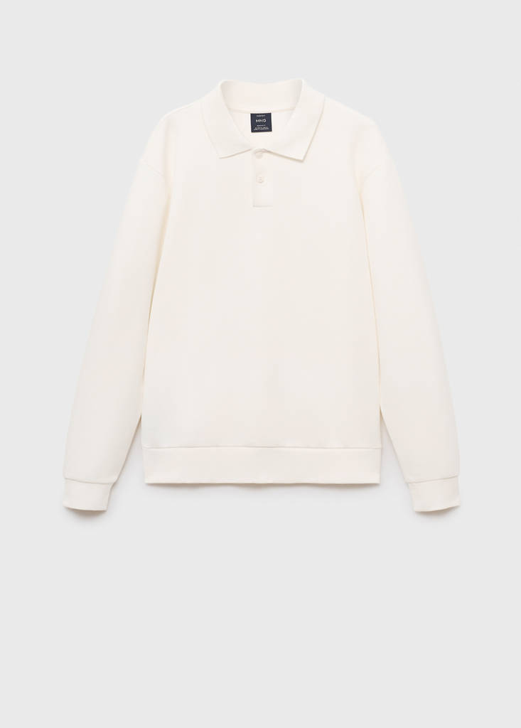 Regular-fit polo sweatshirt — White