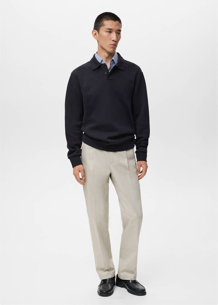 Regular-fit polo sweatshirt — Navy