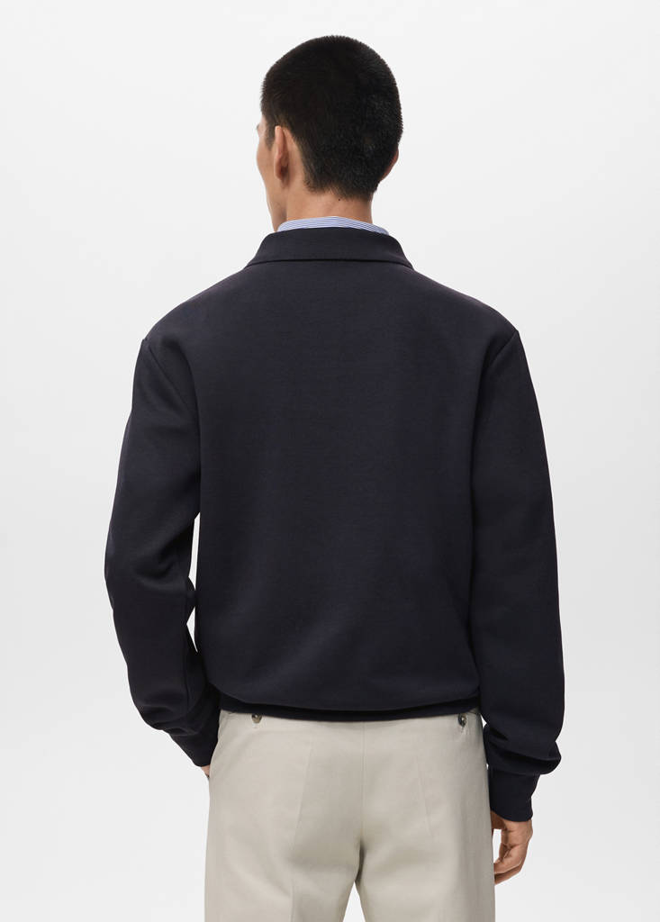 Regular-fit polo sweatshirt — Navy