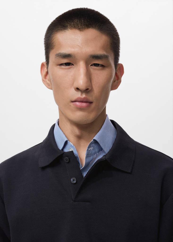 Regular-fit polo sweatshirt — Navy