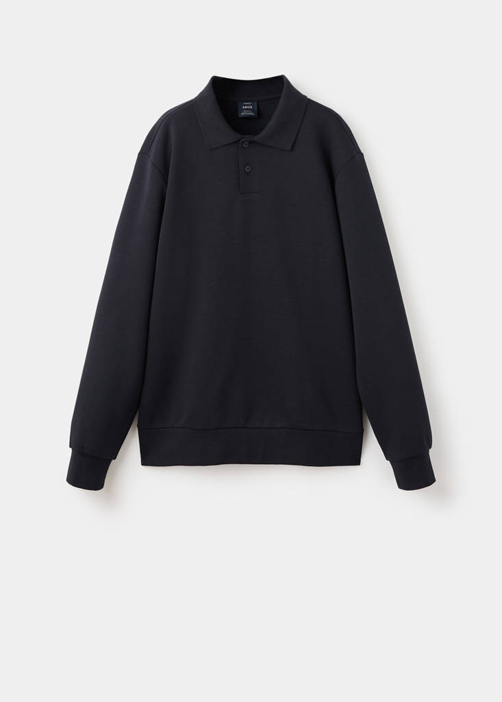 Regular-fit polo sweatshirt — Navy