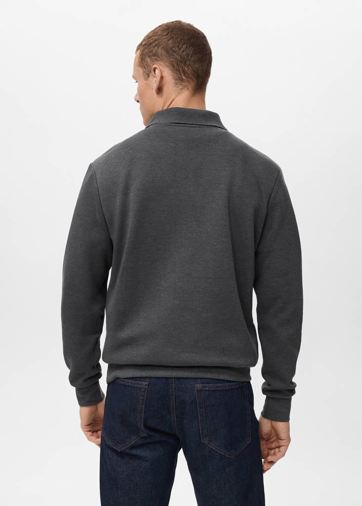 Regular-fit polo sweatshirt — Dark Heather Grey