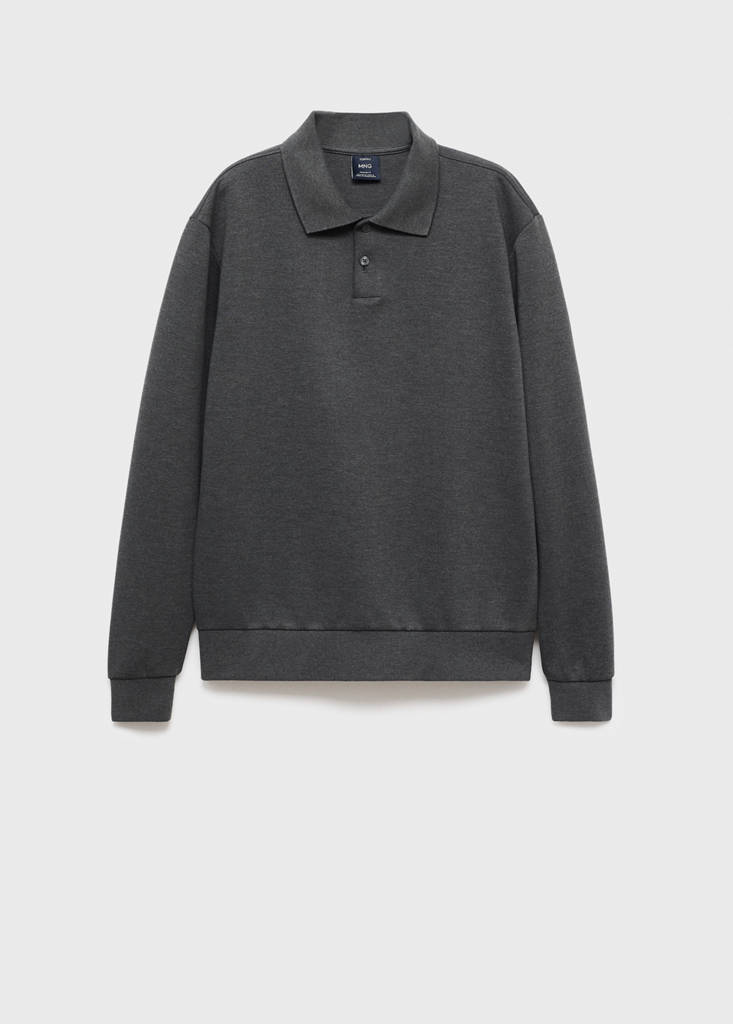 Regular-fit polo sweatshirt — Dark Heather Grey