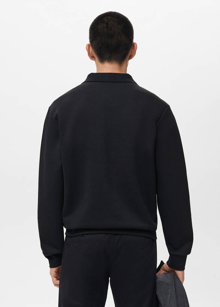 Regular-fit polo sweatshirt — Black