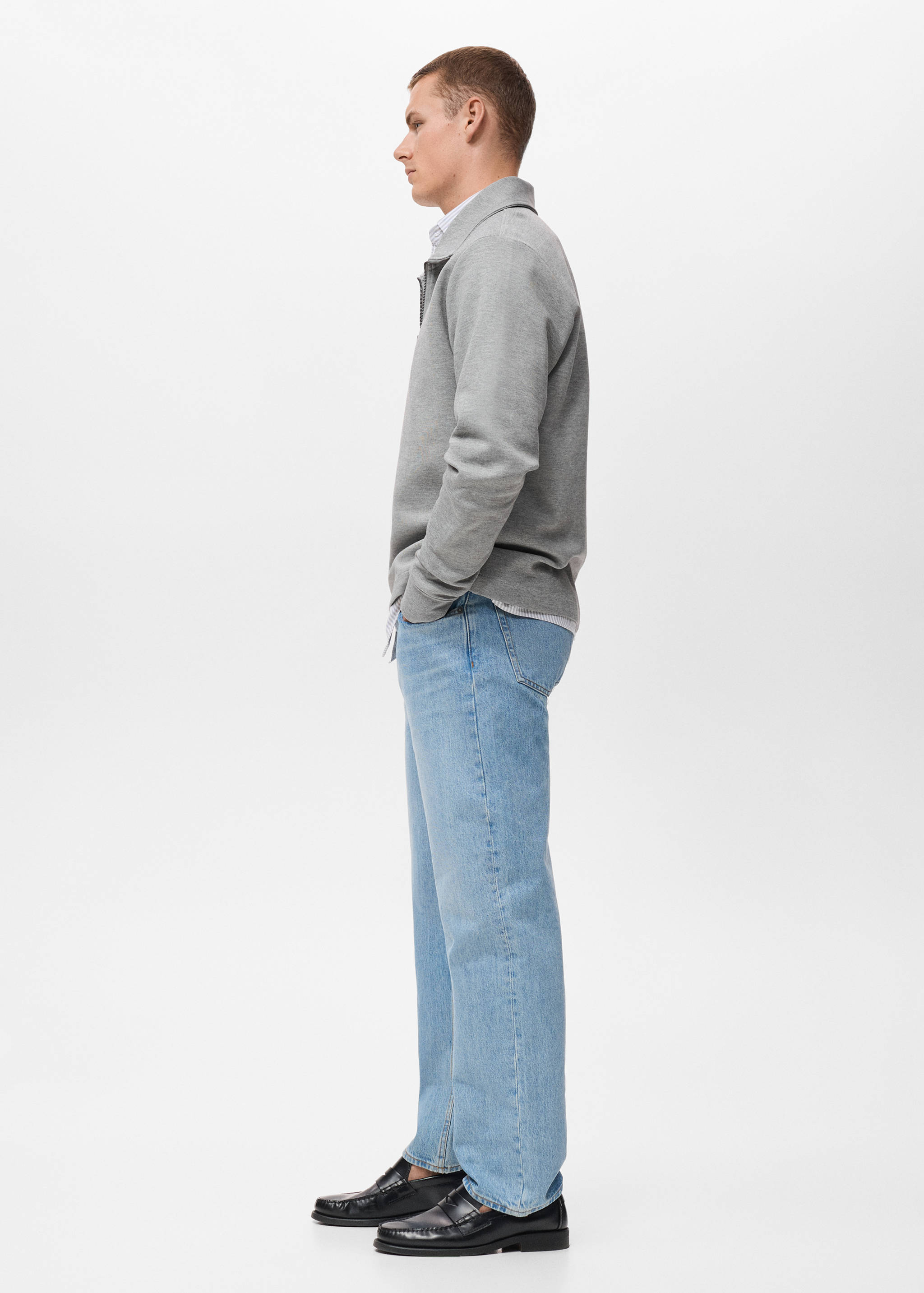 Cotton sweatshirt with zipper neck - Details of the article 2