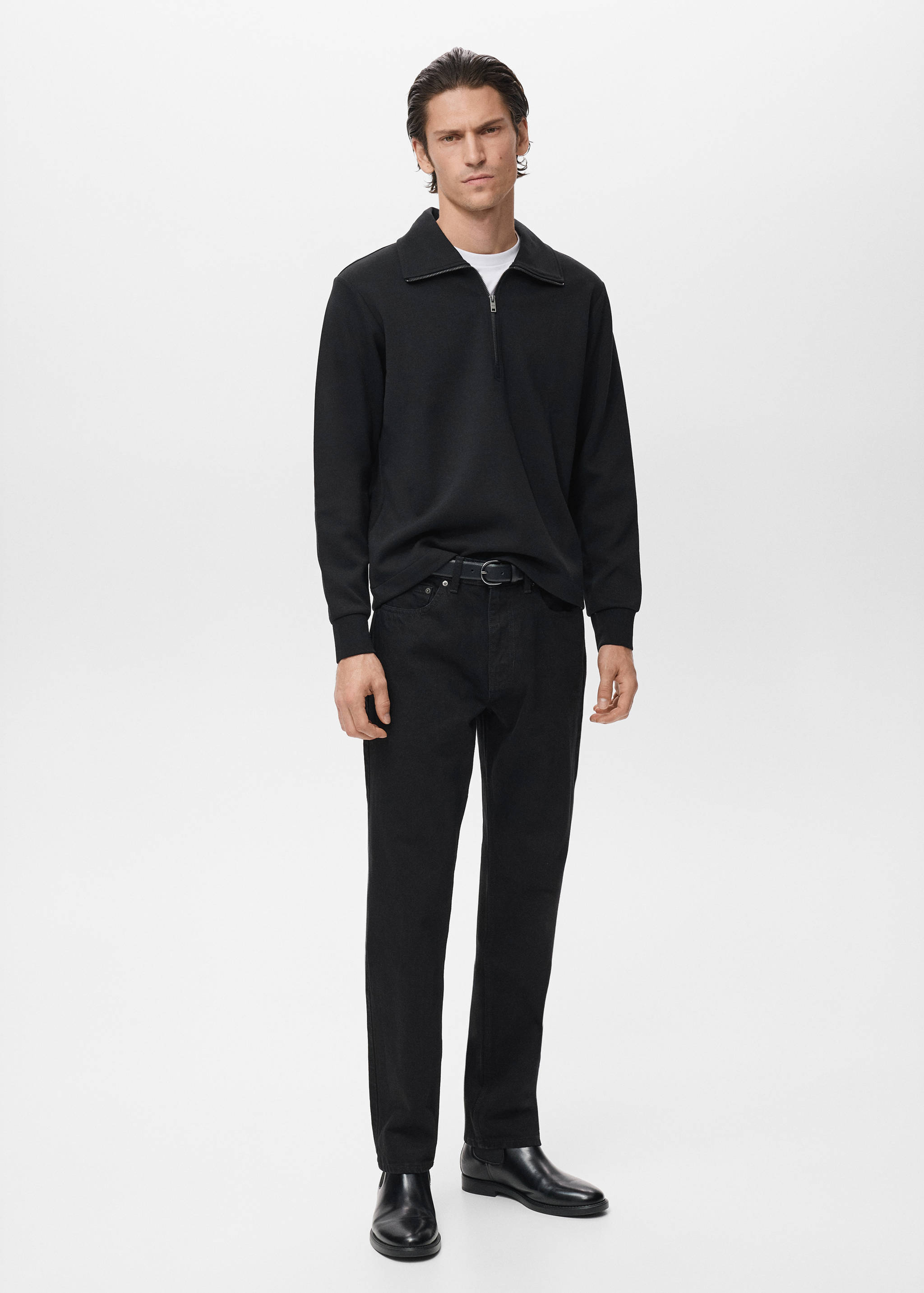 Sweat-shirt coton col zippé - Plan général