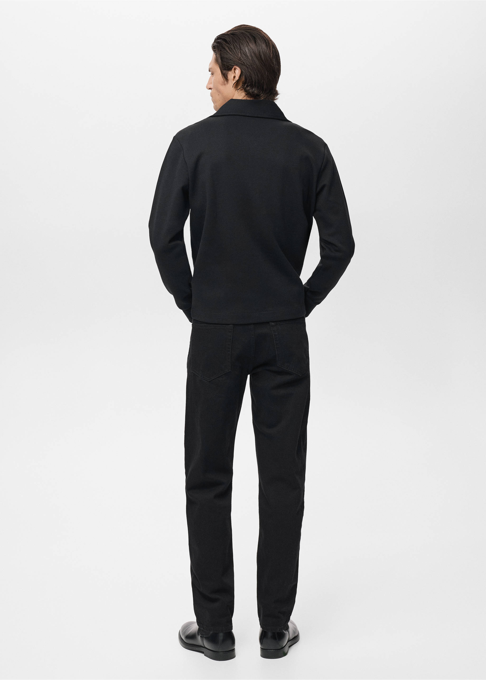 Sweat-shirt coton col zippé - Verso de l’article, Noir. Ref: 17005985-00.