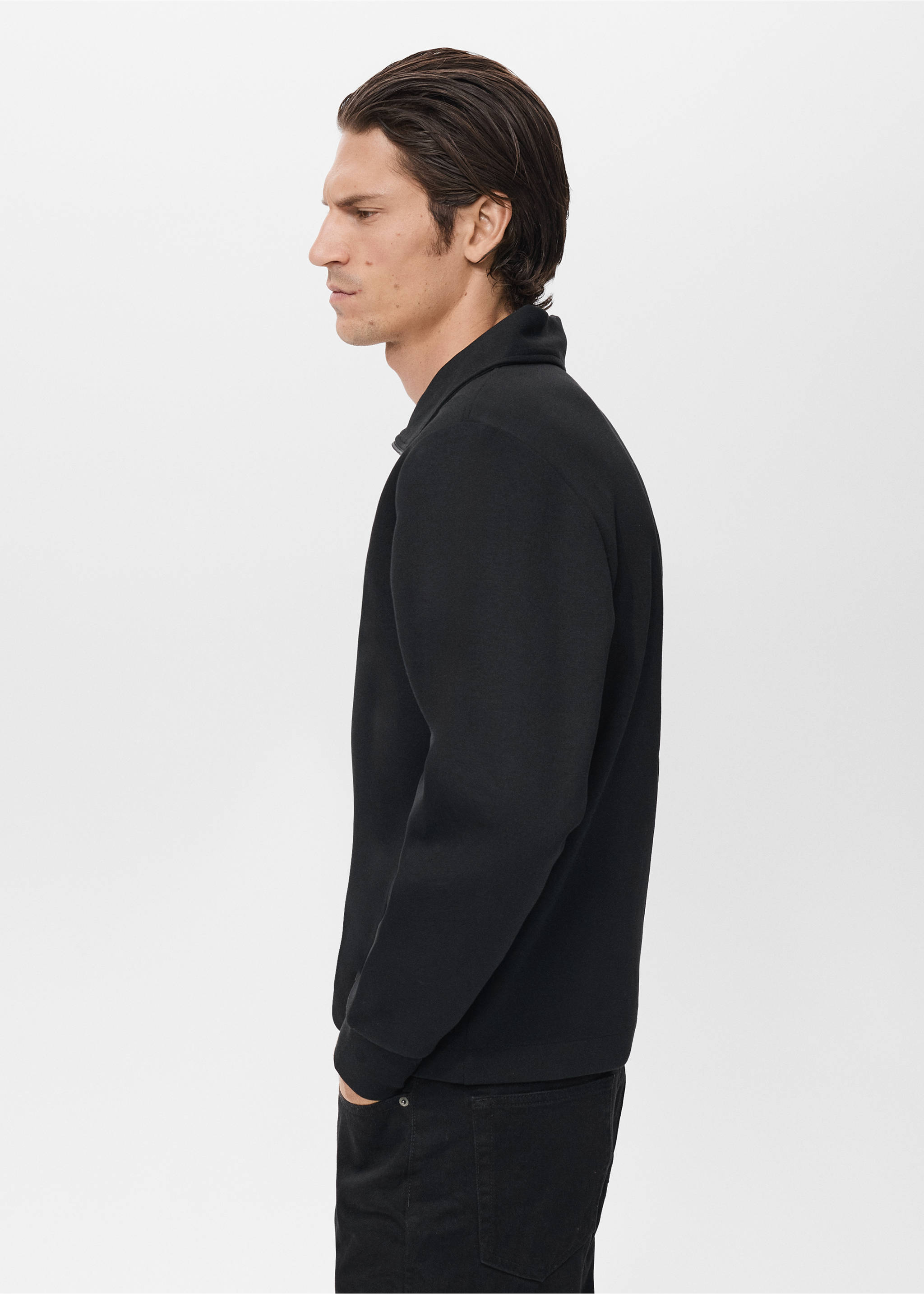 Sweat-shirt coton col zippé - Détail de l'article 2, Noir. Ref: 17005985-00.