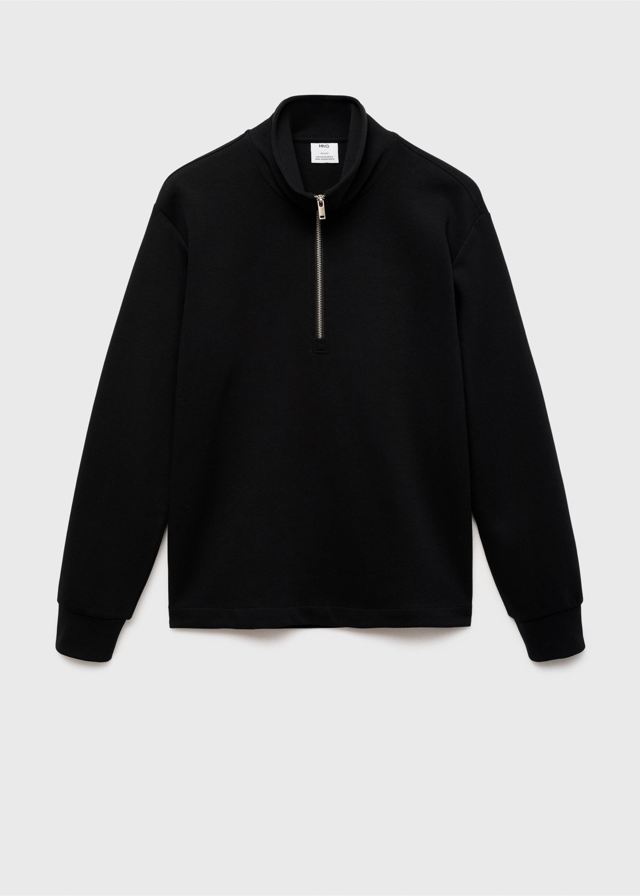 Sweat-shirt coton col zippé - Article sans modèle, Noir. Ref: 17005985-00.