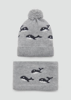 Knitted bobble hat — Grey 3