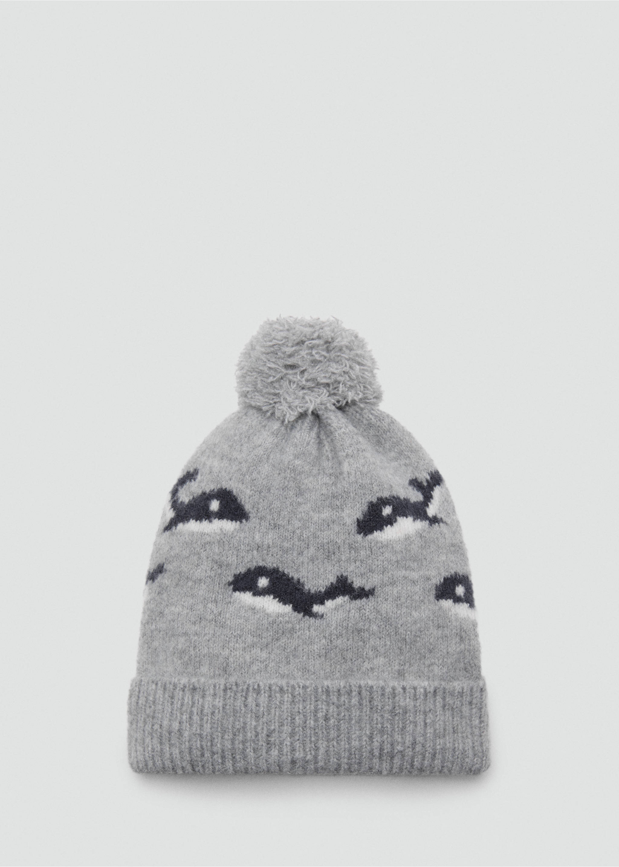 Bonnet en maille à pompon - Article sans modèle, Gris. Ref: 17005988-00.