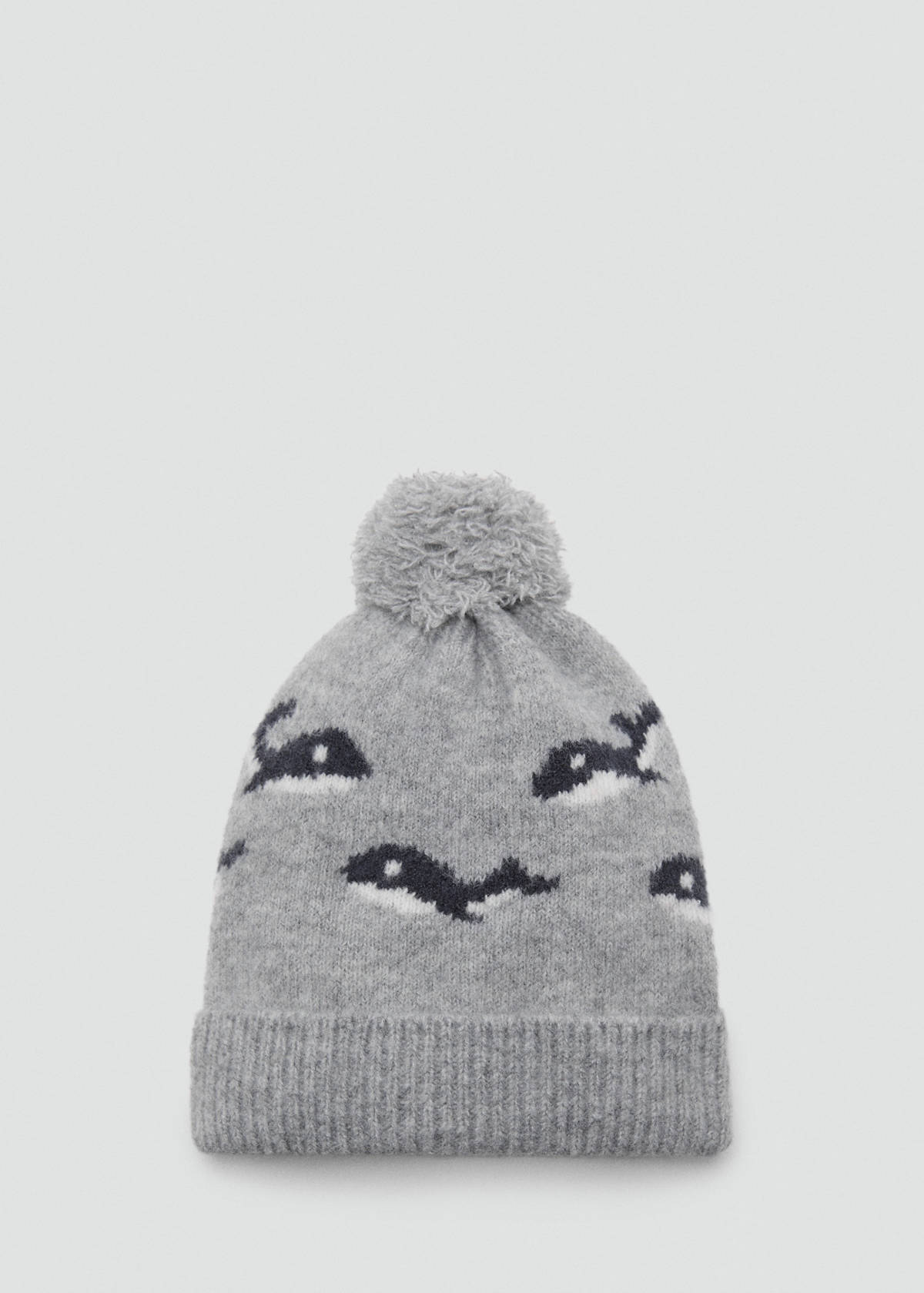 Knitted bobble hat — Grey