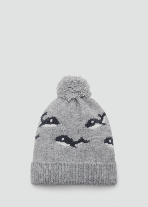 Knitted bobble hat — Grey