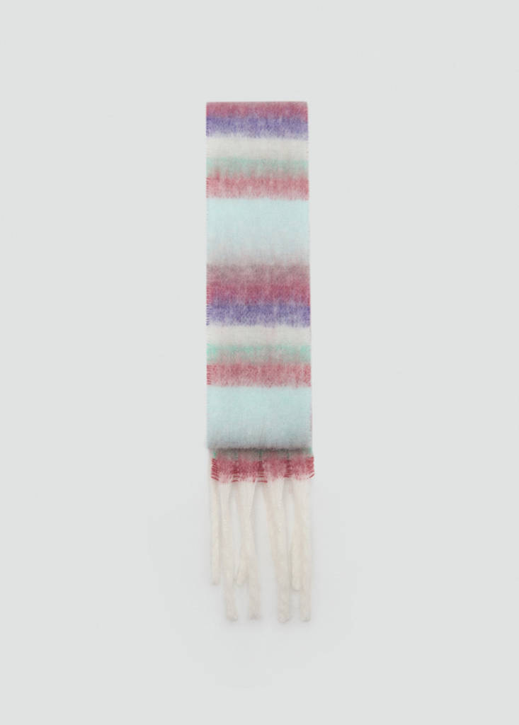 Striped knit scarf — Blue