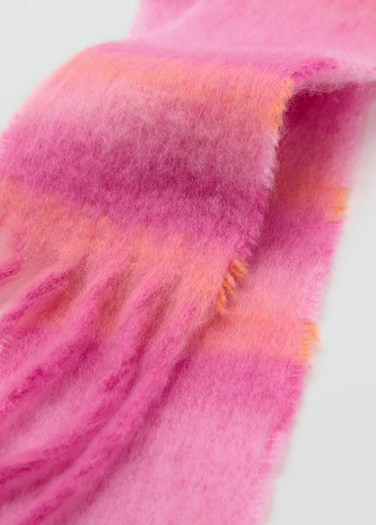 Striped scarf with tasselled ends — Pink