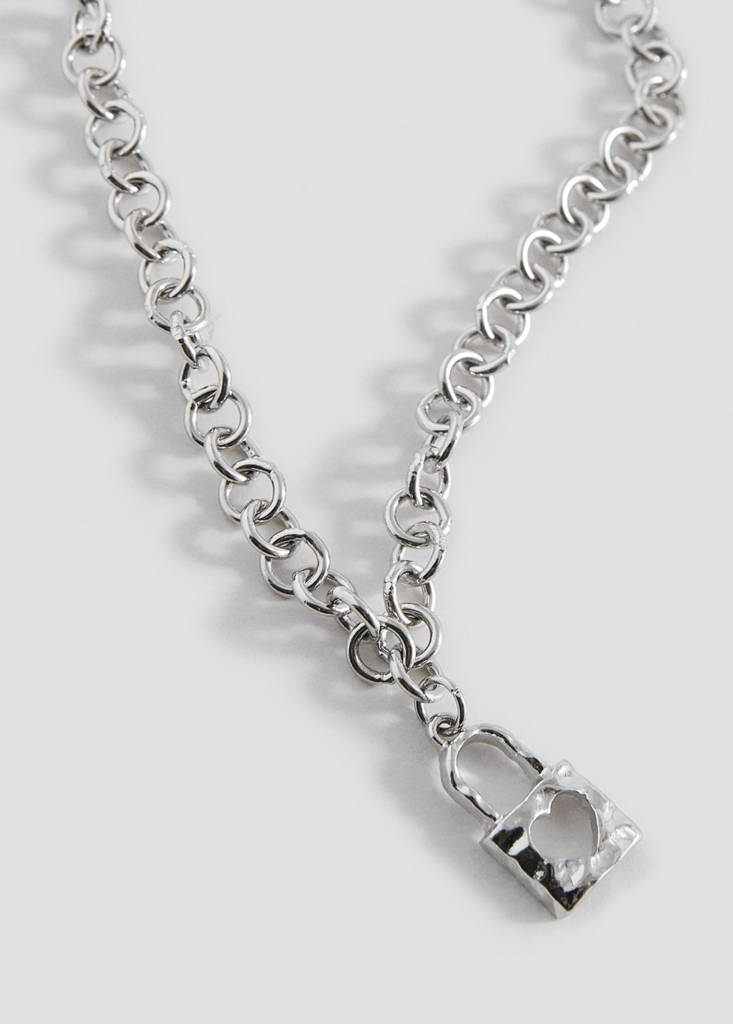 Padlock chain necklace — Silver