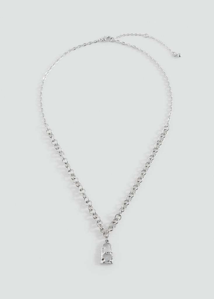 Padlock chain necklace — Silver