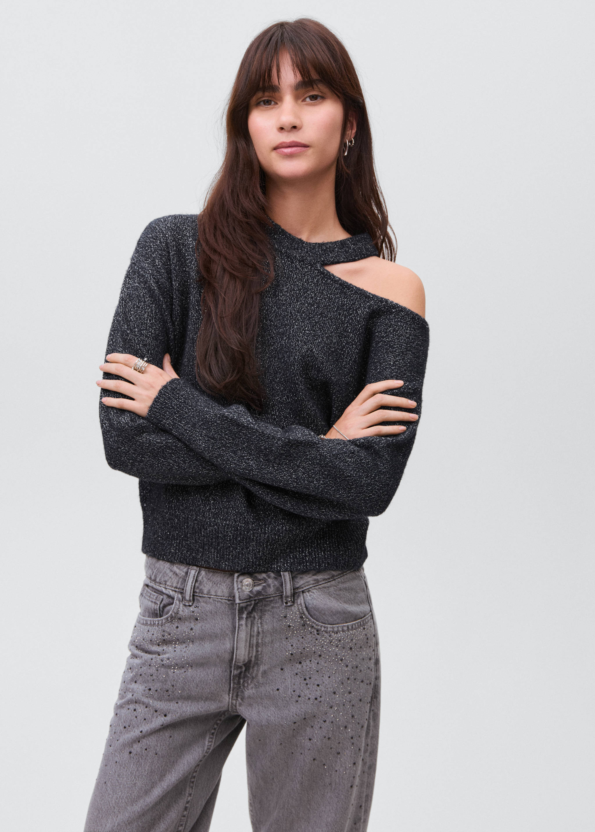 Lurex sweater with cut-out - Medium plane