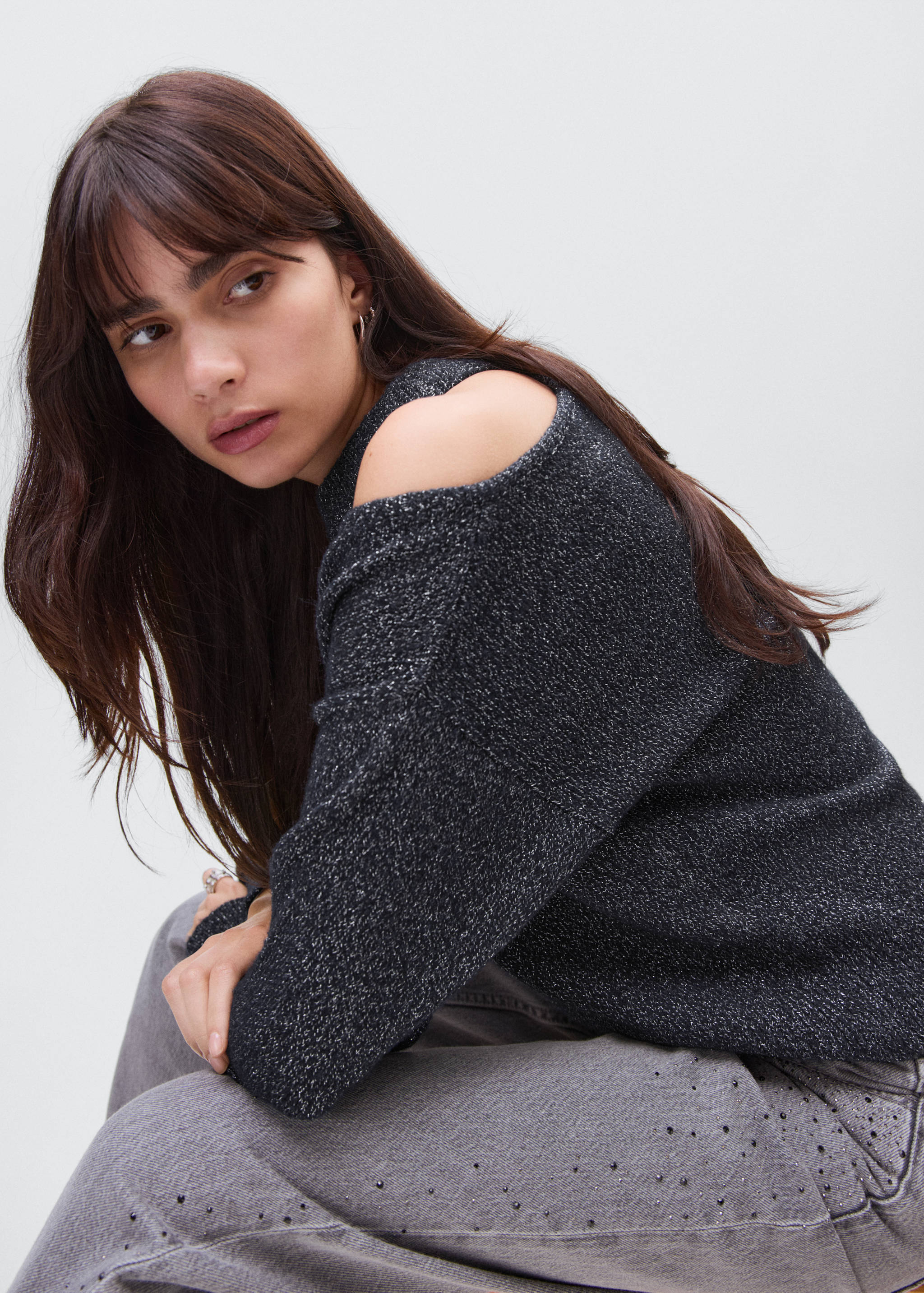 Lurex sweater with cut-out - Details of the article 2