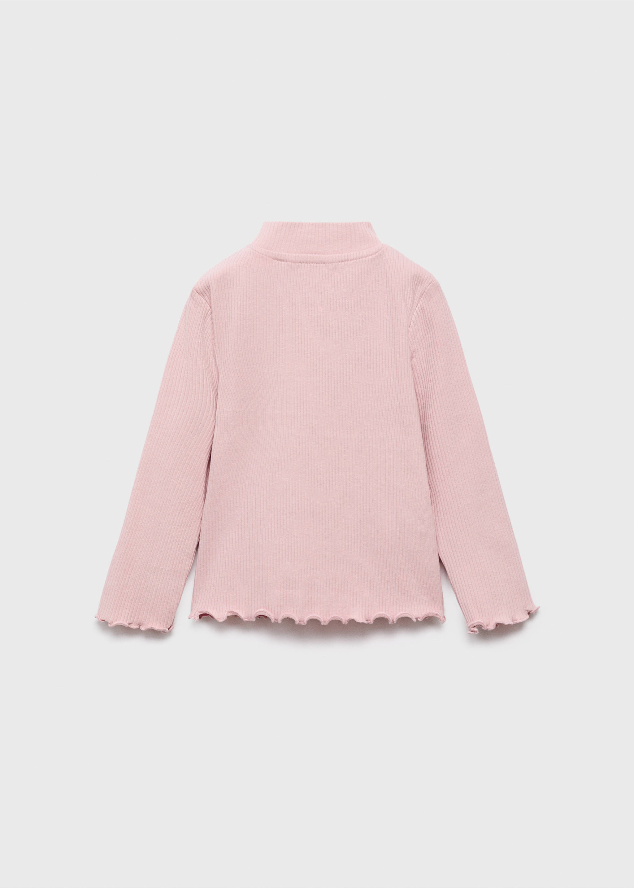 Pink ribbed long-sleeved t-shirt, back view, Pink. Ref: 17006340-00.