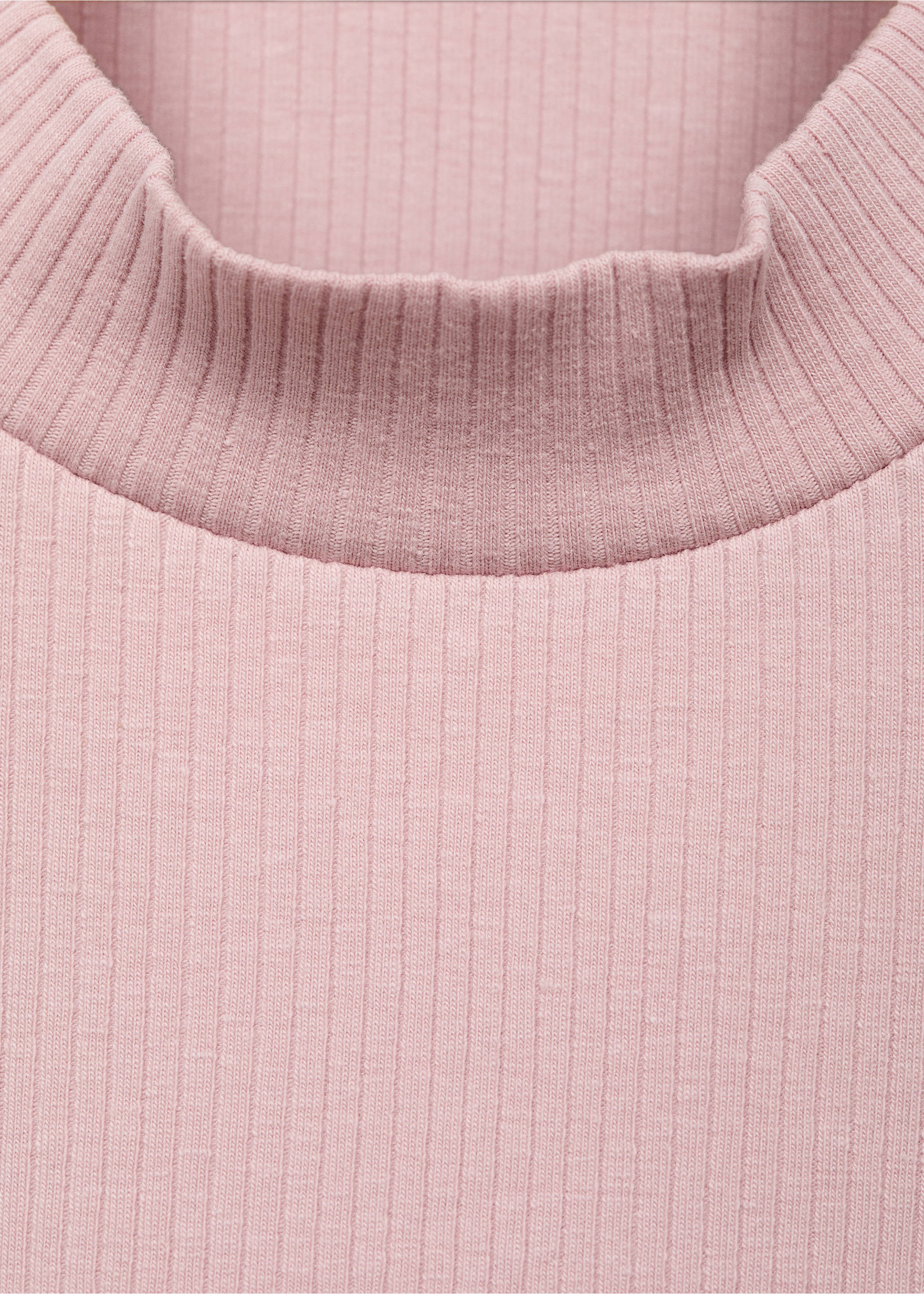 Pale pink ribbed t-shirt with a high neckline., Pink. Ref: 17006340-00.