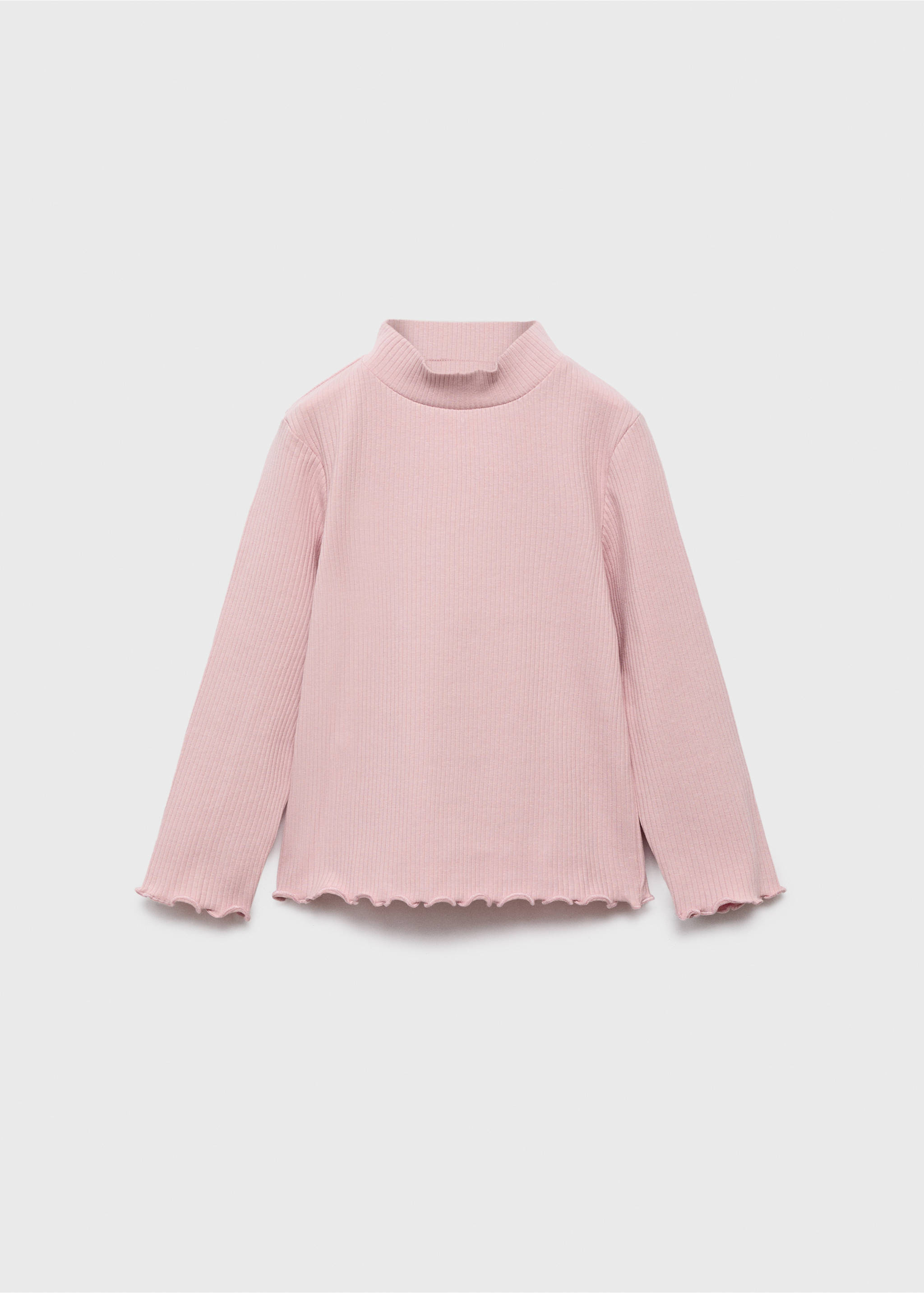 Ribbed high neck t-shirt - Article without model, Pink. Ref: 17006340-00.