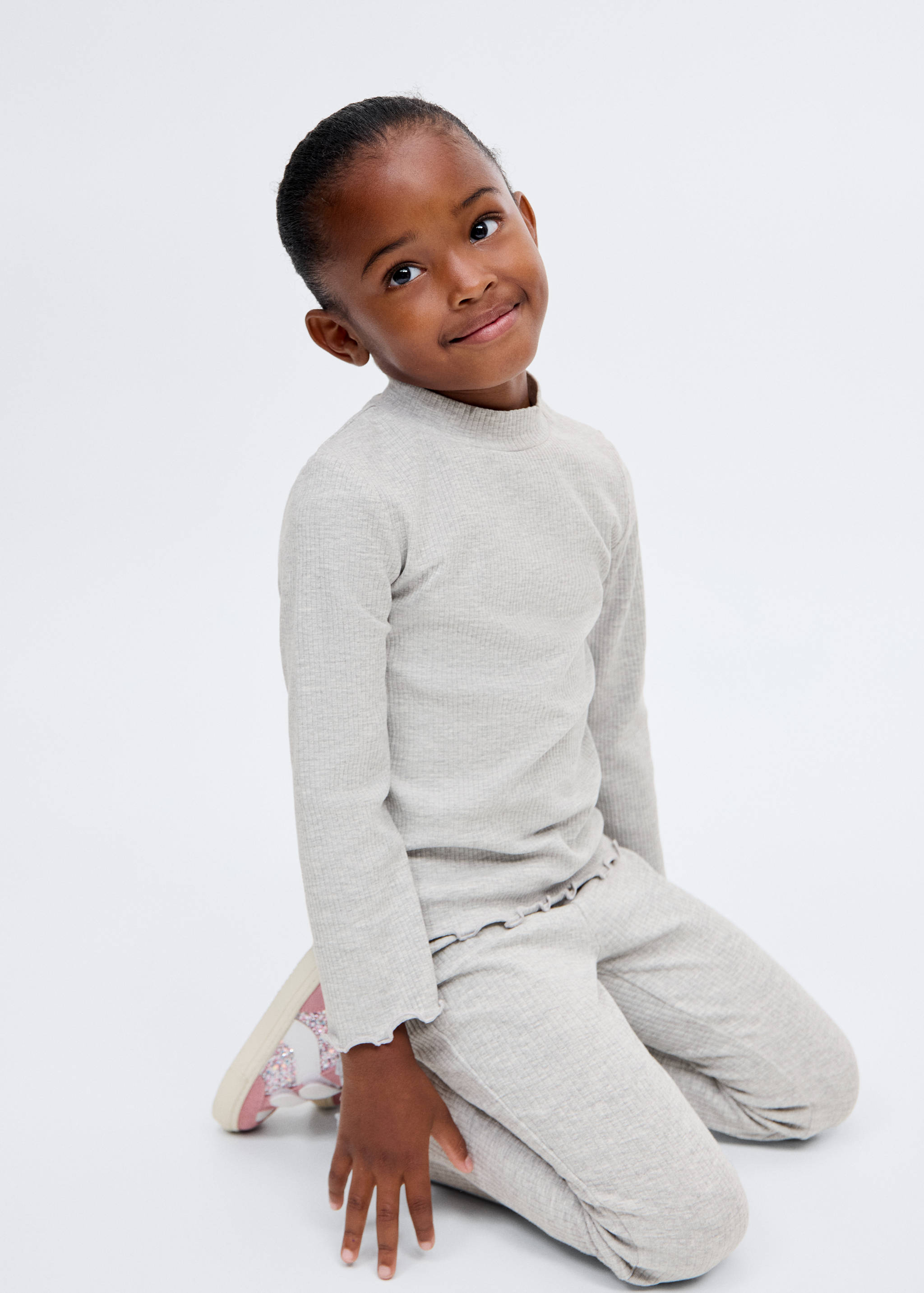 Ribbed high neck t-shirt - Details of the article 1