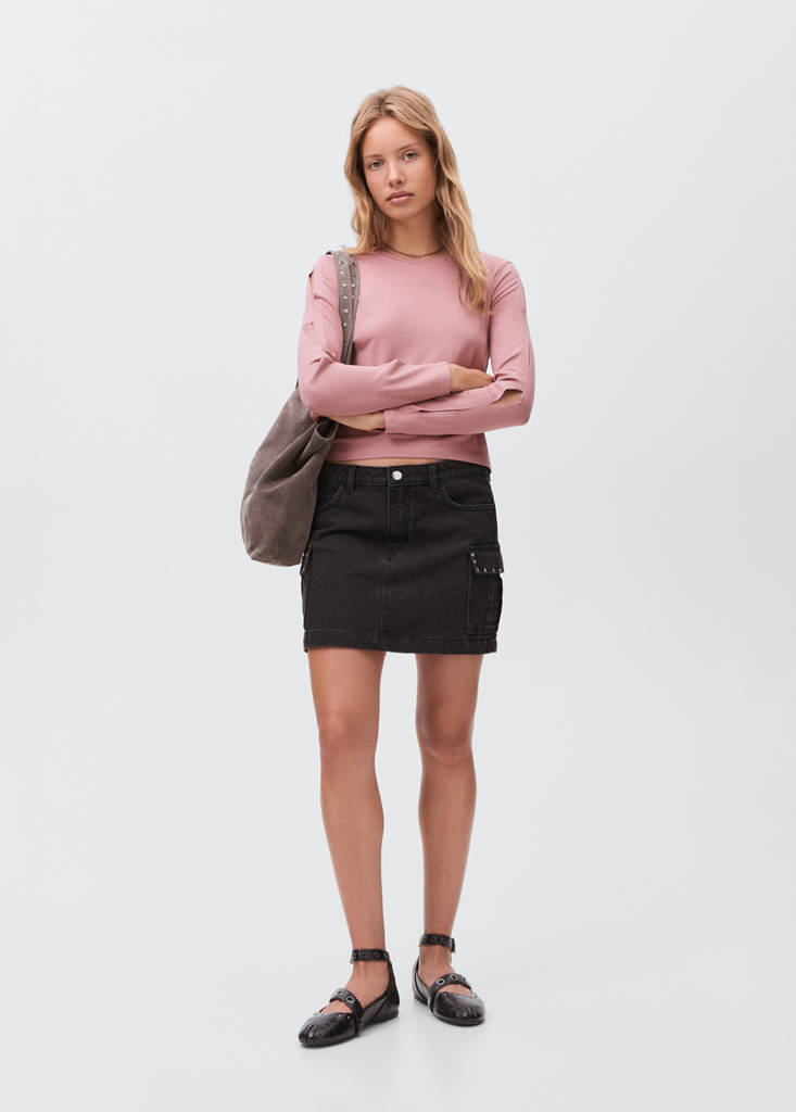 MANGO TEEN - T-shirt cut out rose - L - Fille Teen