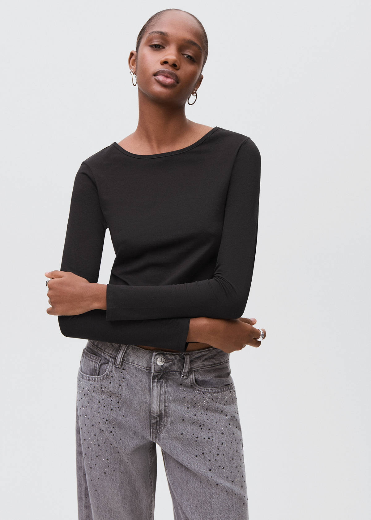 T-shirt with open back — Black