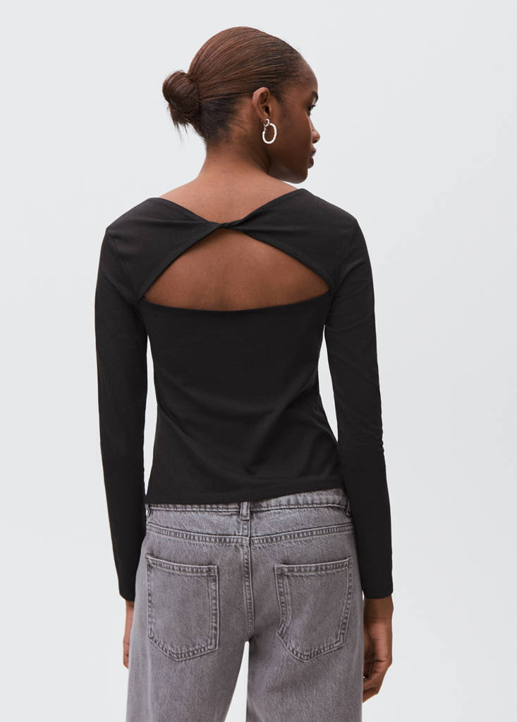 T-shirt with open back — Black