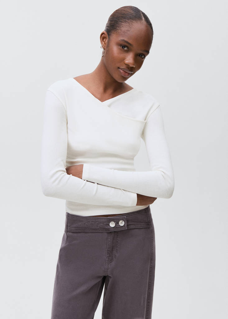 Gathered cotton t-shirt — Off White