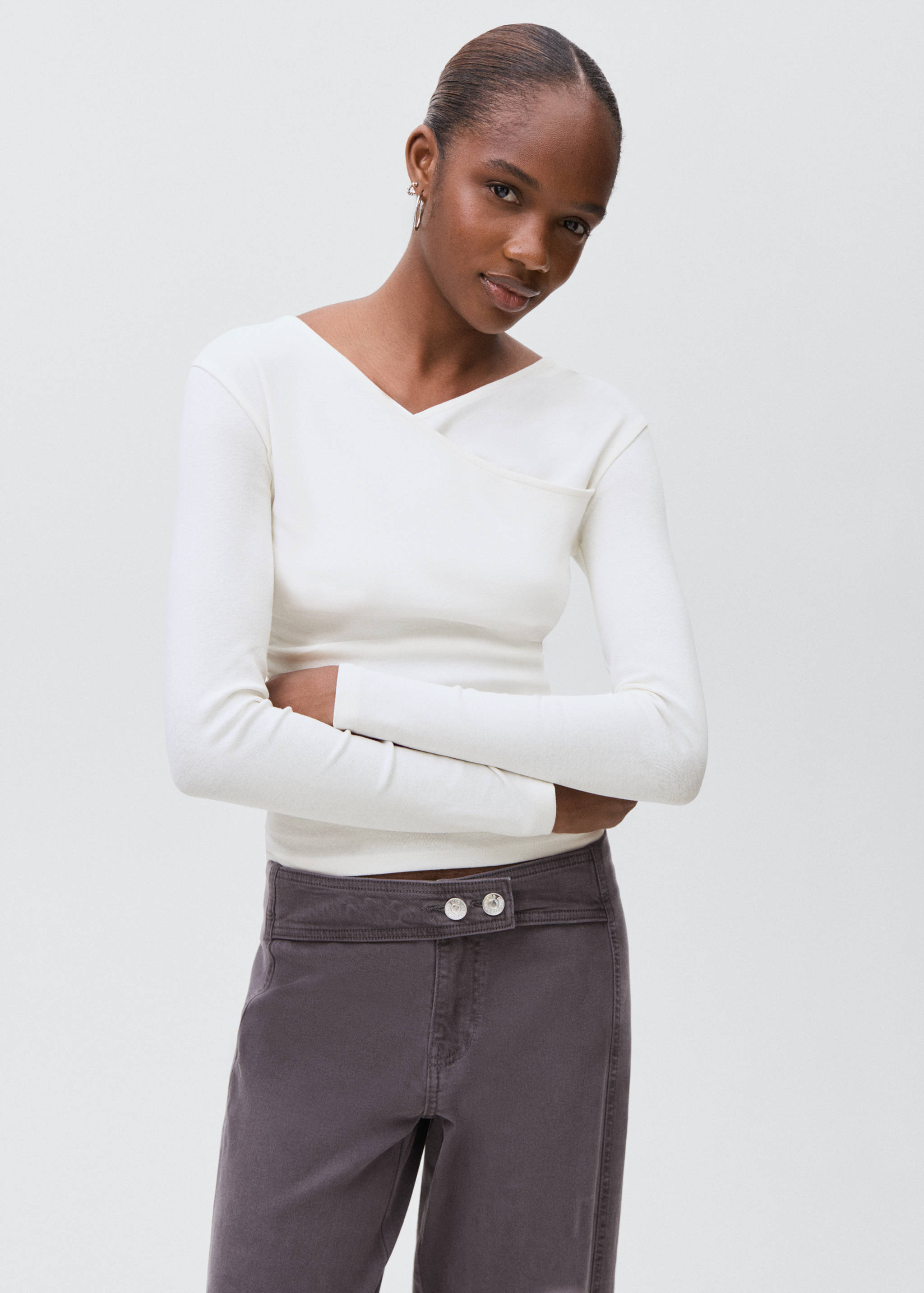 Gathered cotton t-shirt - Medium plane