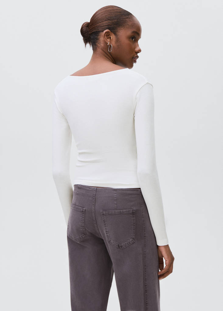 Gathered cotton t-shirt — Off White