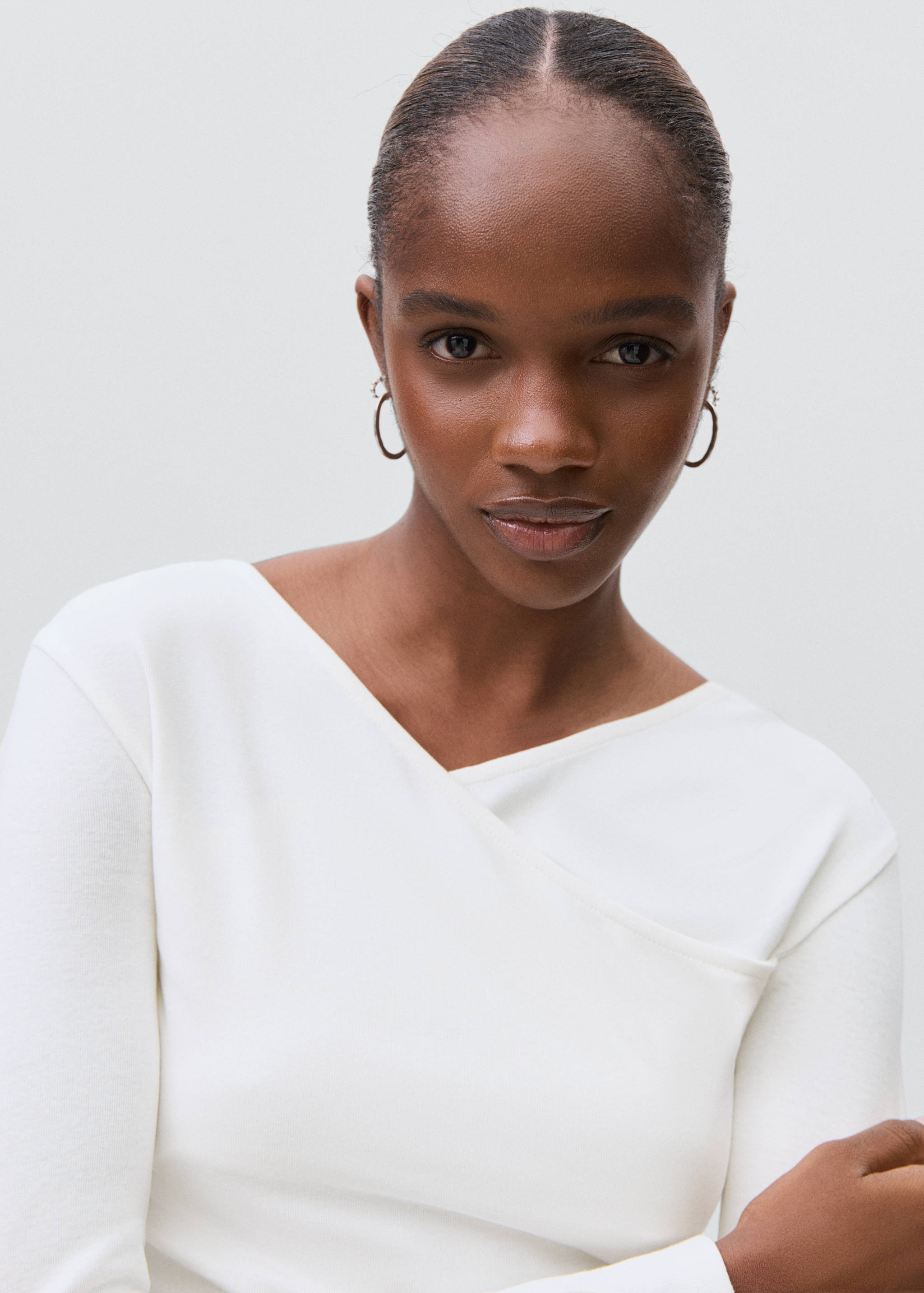 Gathered cotton t-shirt - Details of the article 1