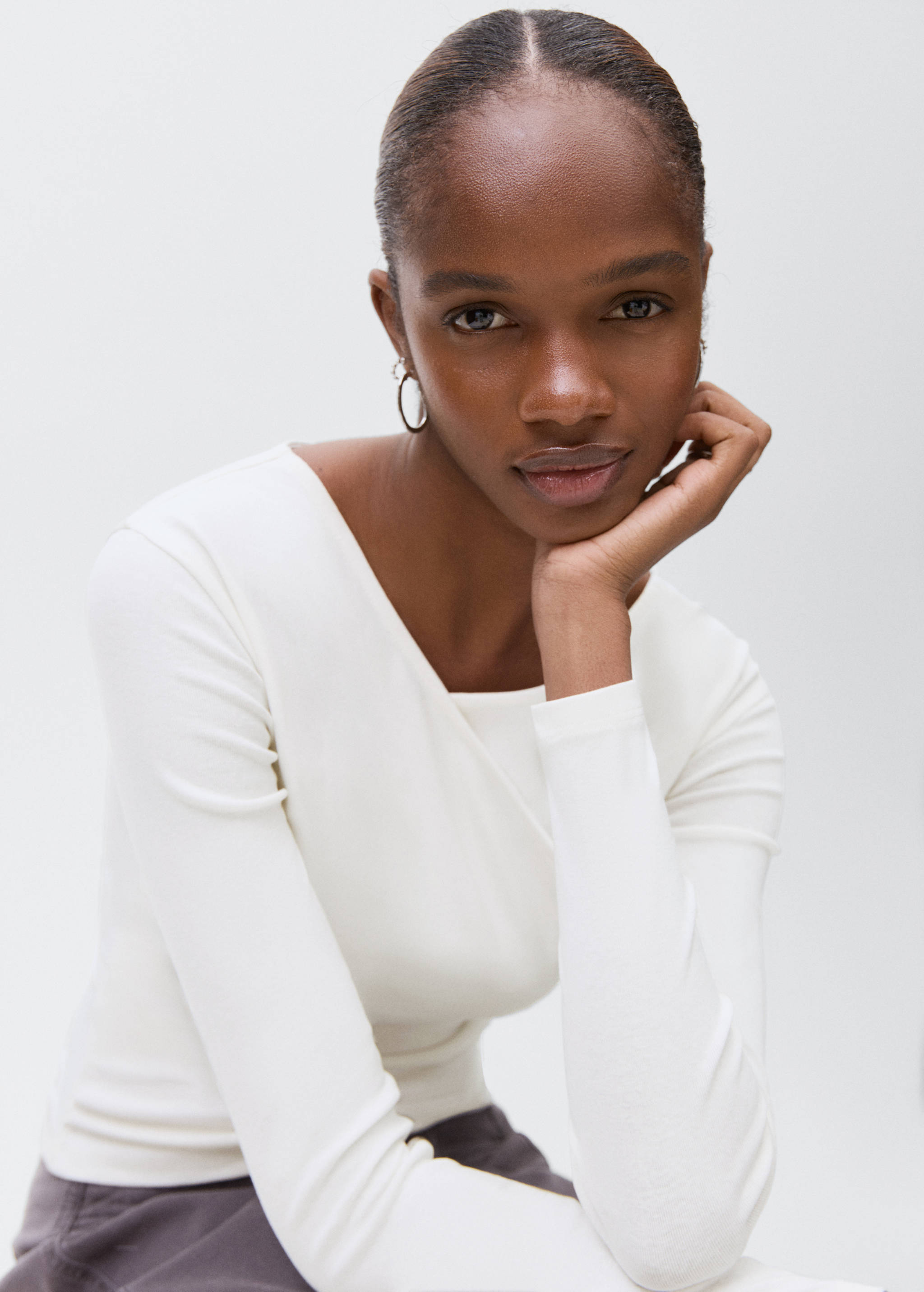 Gathered cotton t-shirt - Details of the article 2